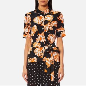NWOT Ganni Geroux 100% Silk Floral Top Size 38 or US 6